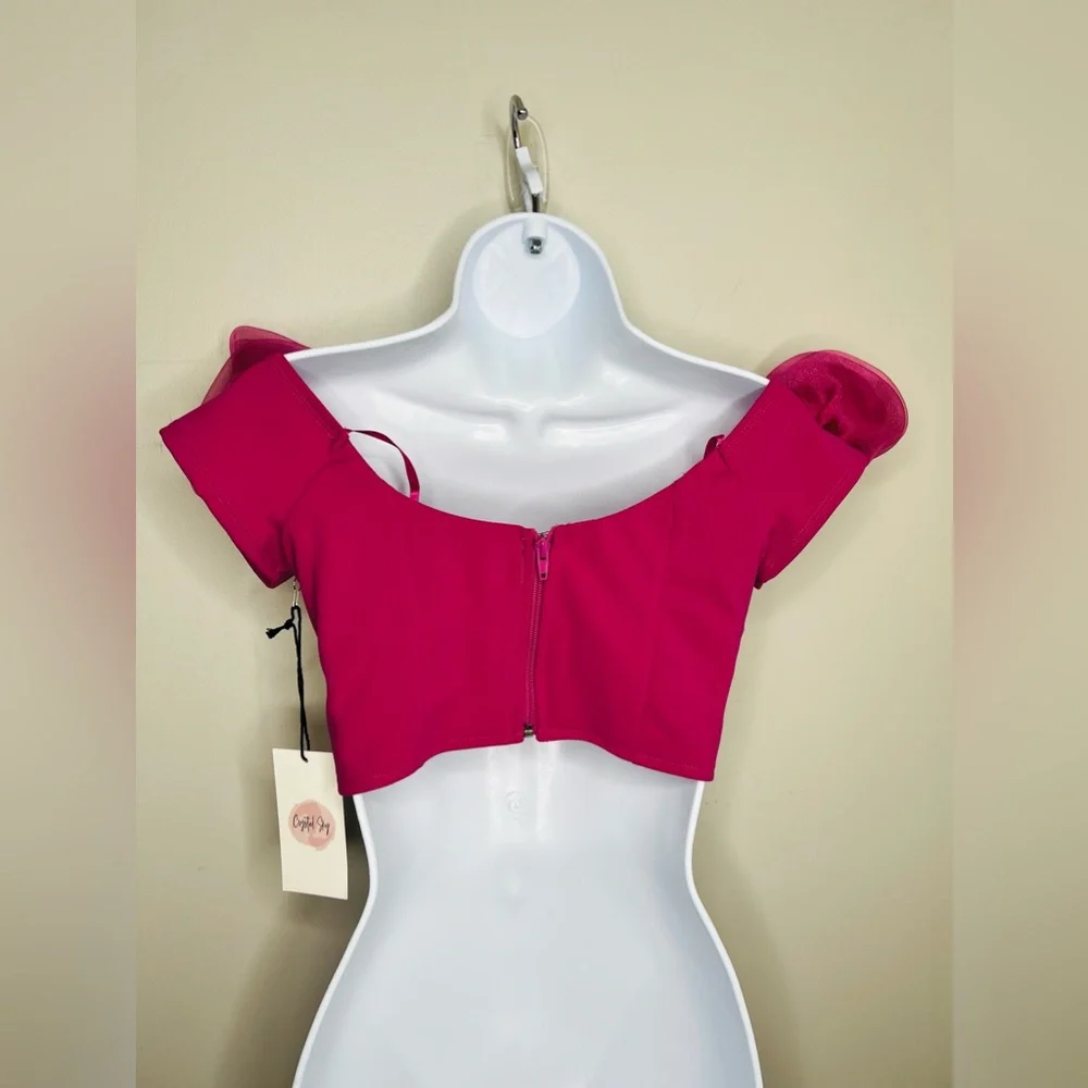 CRYSTAL SKY - NWT - pink, floral, crop top, tank, festival, top. Medium. New! - Picture 6 of 9